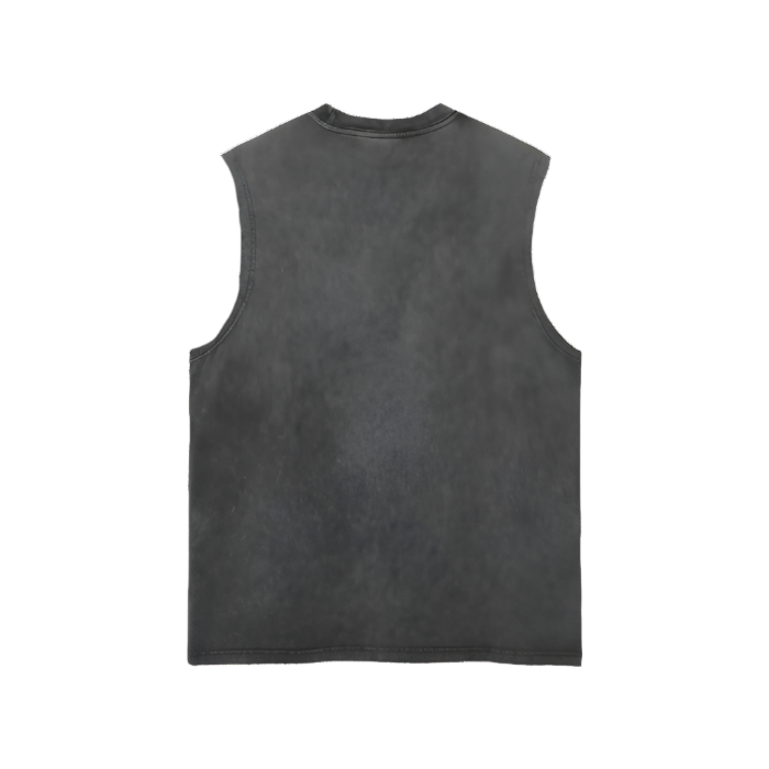 Streetwear Unisex Snow Washed Frayed Hem Tank Top